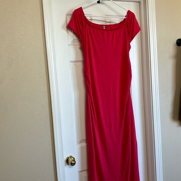 Pink, floor length Maternity Dress - Picture 1 of 3